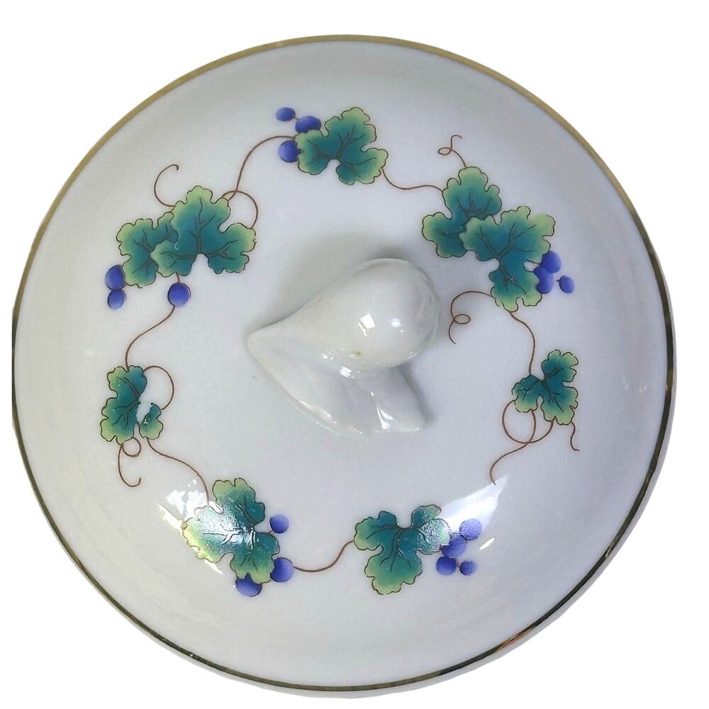 Germaine Monteil Vintage Porcelain Covered Round Trinket Candy Dish Jar - Picture 5 of 7